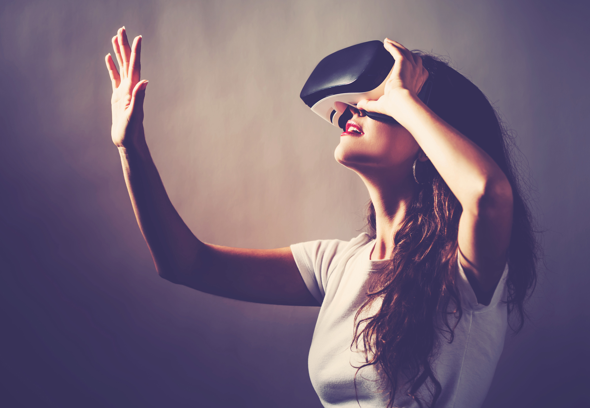 Woman using a virtual reality headset